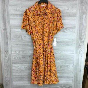 NANETTE LEPORE | Floral Boho Belted Flutter Sleeve Pleated Dress Modest Classic